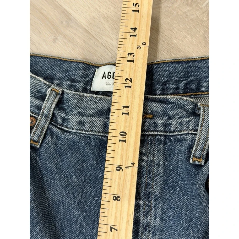 AGOLDE Dame Wide Leg Cuffed Jeans 30 High Rise Dark Wash 100% Cotton